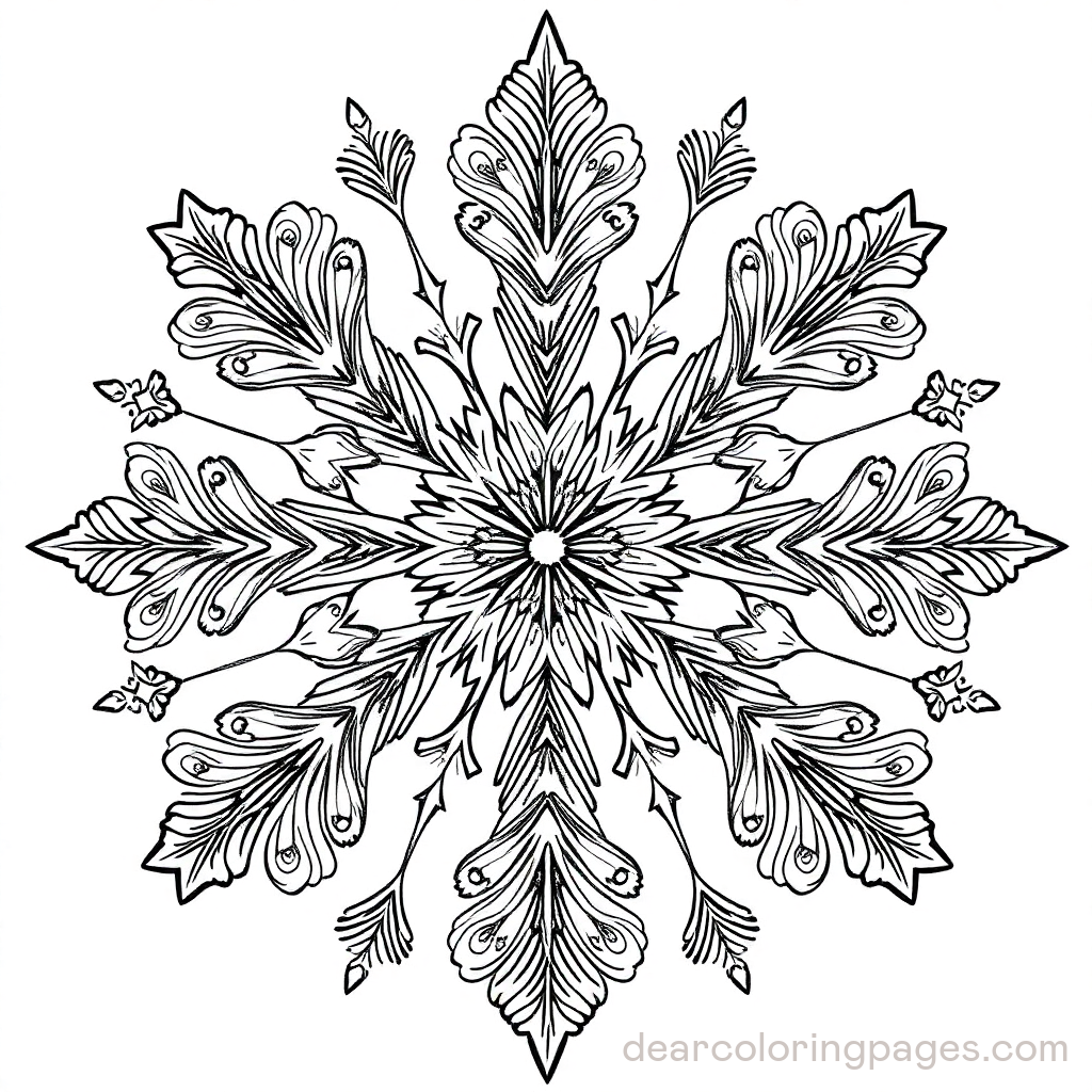 Abstract Coloring Page - Snowflake Patterns