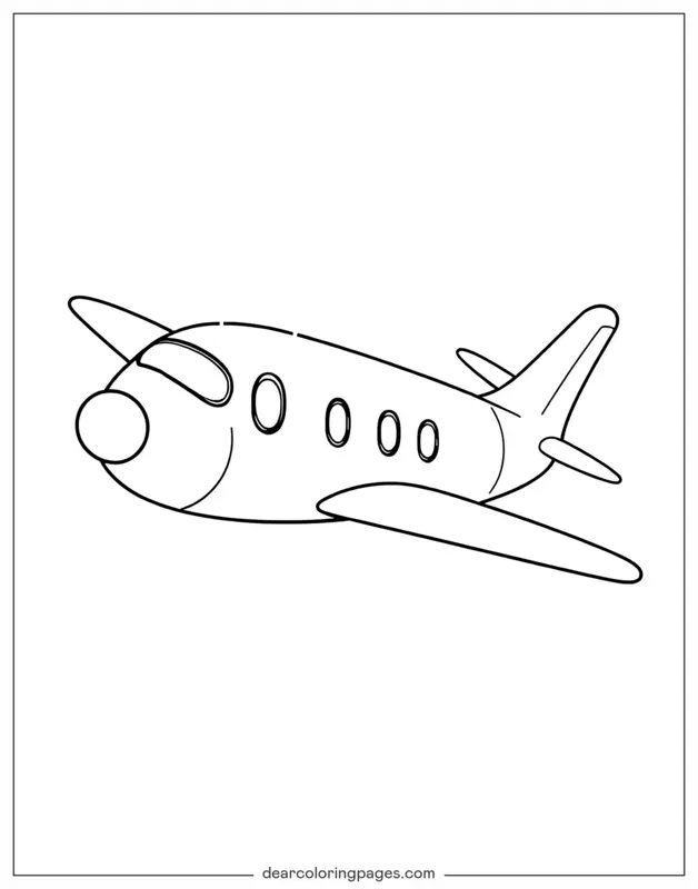 Airplane Coloring Page - Simple Line Airplane