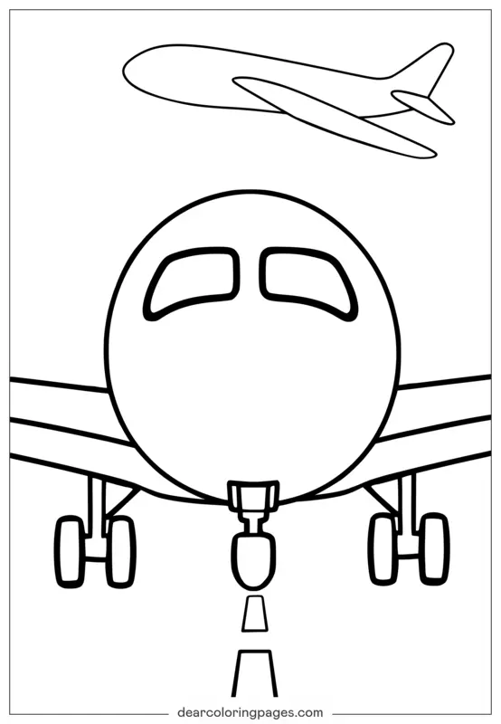 Avion sur la Piste Coloriage