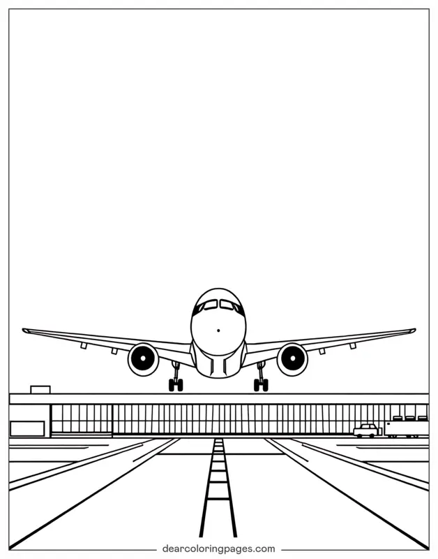 Airplane Coloring Page - Airplane Landing