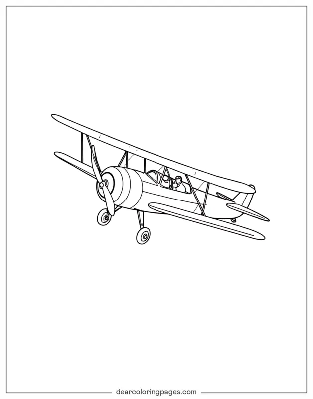 Airplane Coloring Page - Biplane