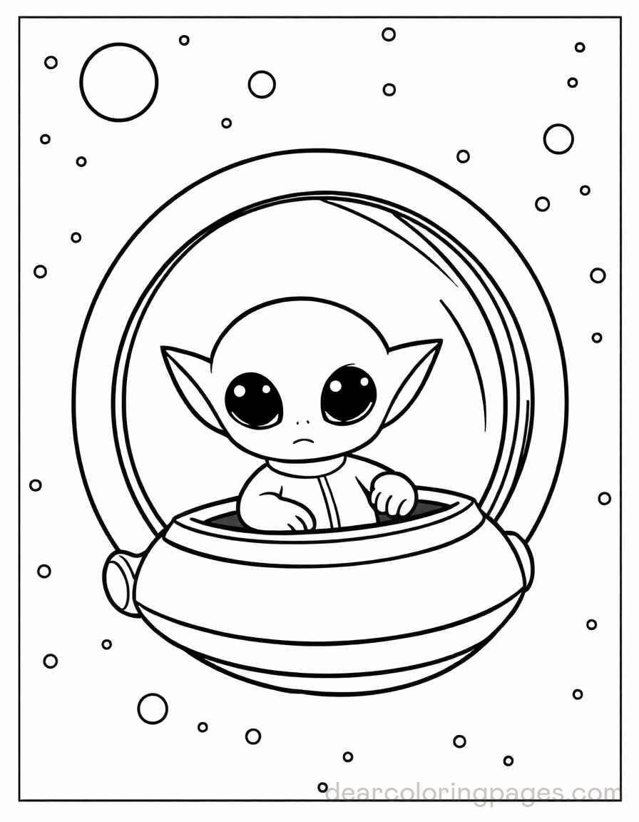 Alien Coloring Page - Alien in Spacecraft