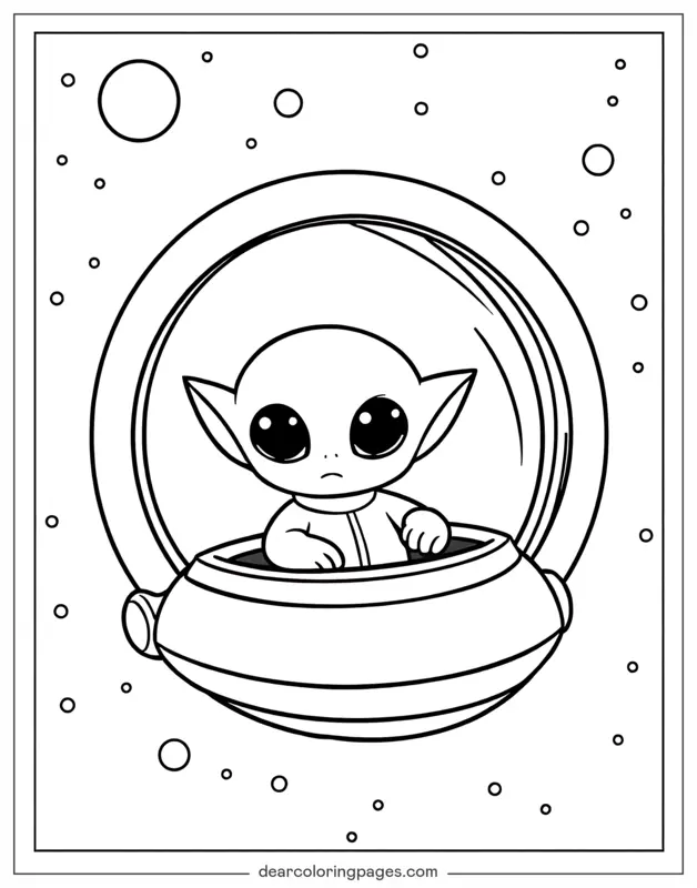 Alieno Disegno da Colorare - Alieno nell'astronave