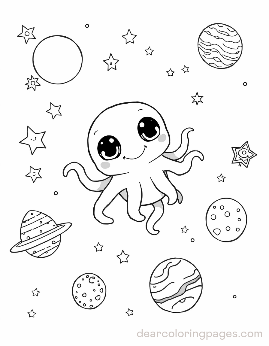 Alien Coloring Page - Alien in Space