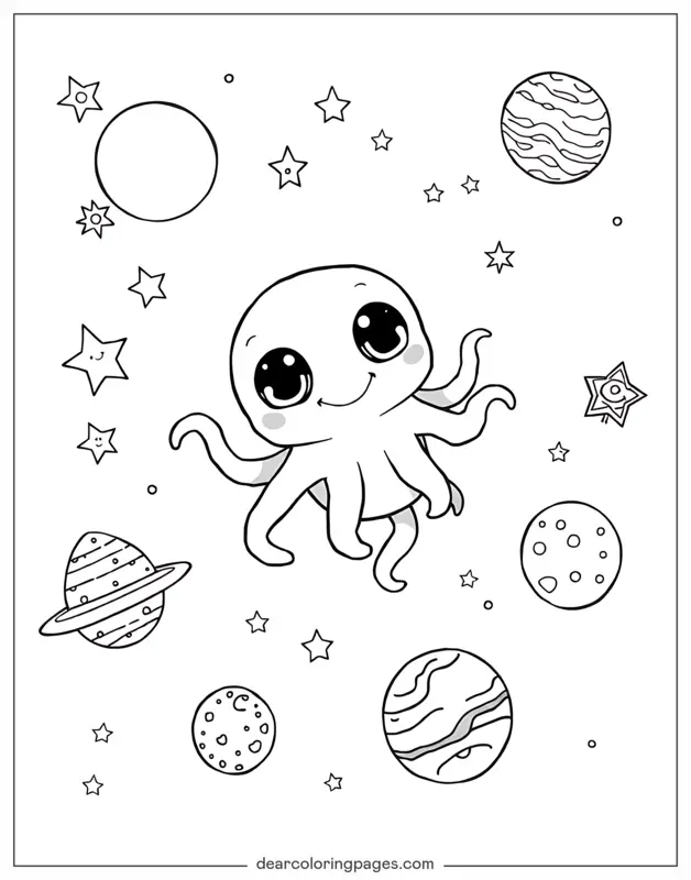 Alieno Disegno da Colorare - Alieno nello spazio