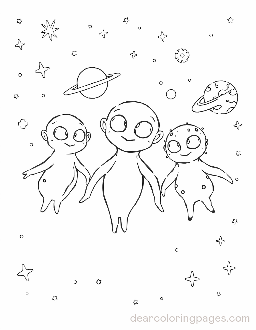 Alien Coloring Page - Aliens in Space