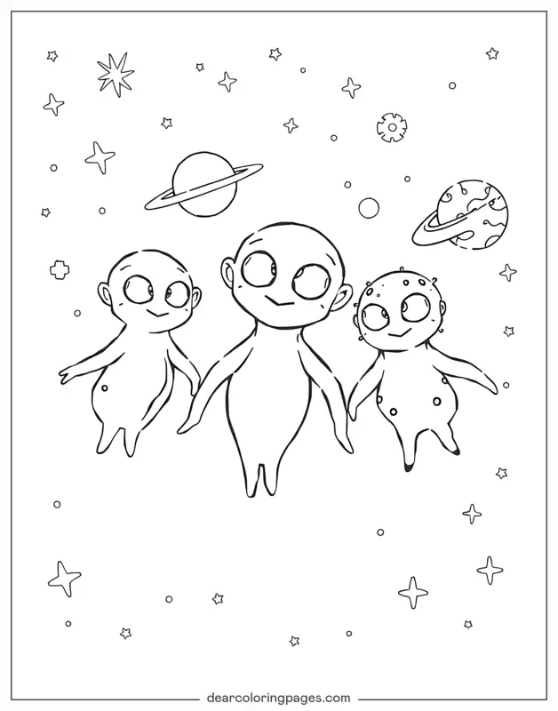 Alieno Disegno da Colorare - Alieni nello spazio