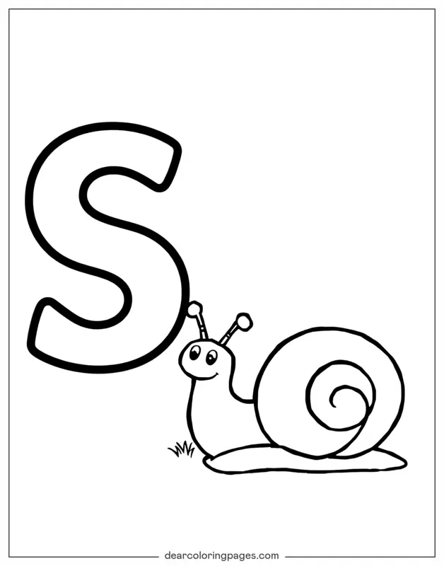 Lumaca Disegno da Colorare - Lettera S e Lumaca