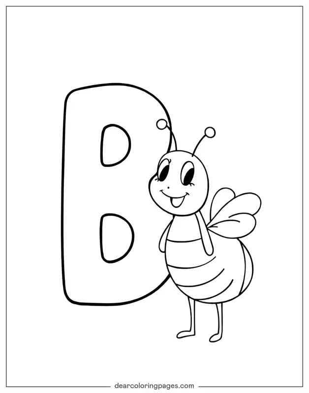 字母表塗色頁面 - 字母B和蜜蜂
