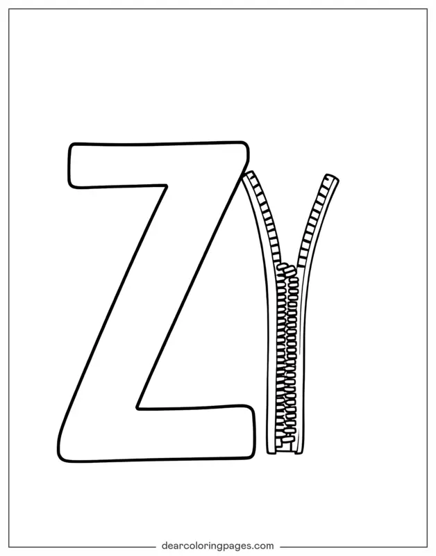 Lettera Z Disegno da Colorare - Lettera Z e Cerniera