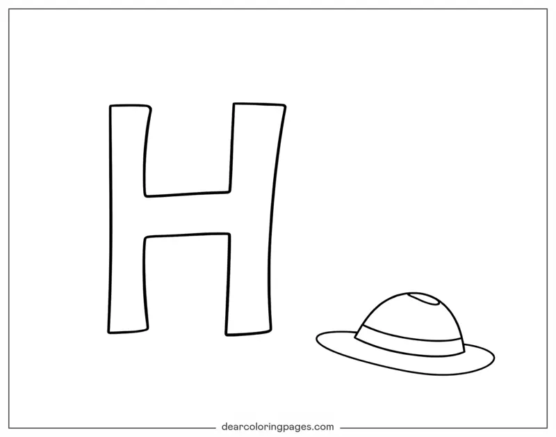 Lettera H Disegno da Colorare - Lettera H e un Cappello