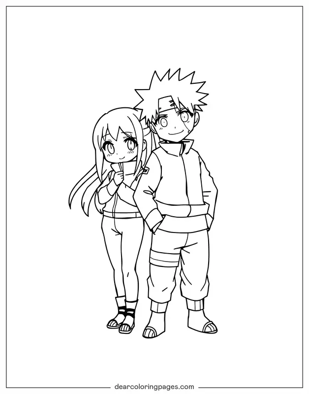 Anime Dibujo para Colorear - Hinata y Naruto