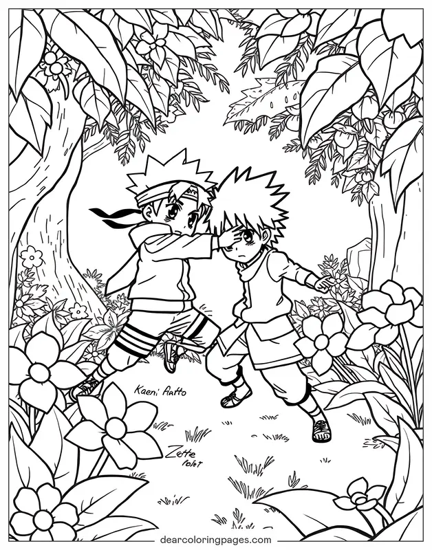 Anime Dibujo para Colorear - Naruto y Sasuke