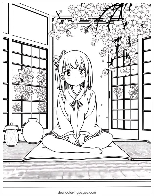 Anime Dibujo para Colorear - Chica de anime