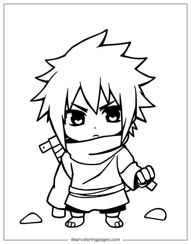Anime Dibujo para Colorear - Chibi Sasuke