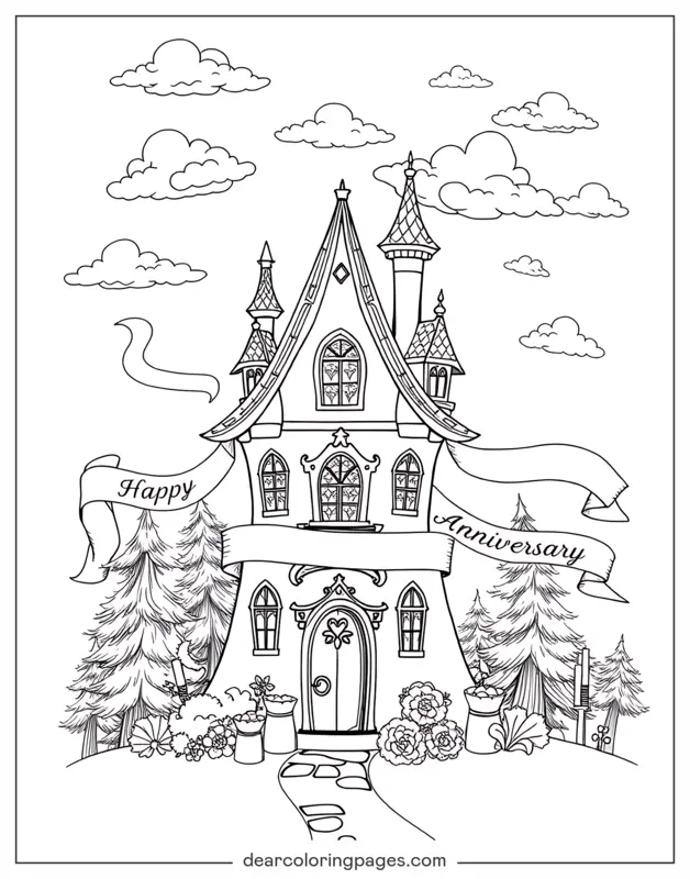 Casa del Bosque con Decoraciones de Aniversario