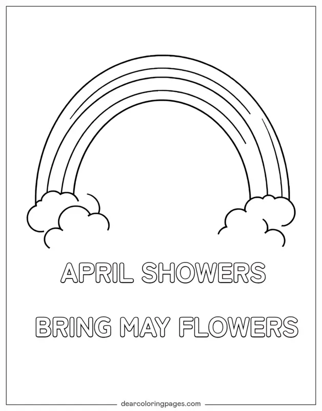 Mayo Dibujo para Colorear - Las lluvias de abril traen flores de mayo.