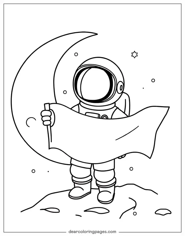 Astronaut Holding Flag