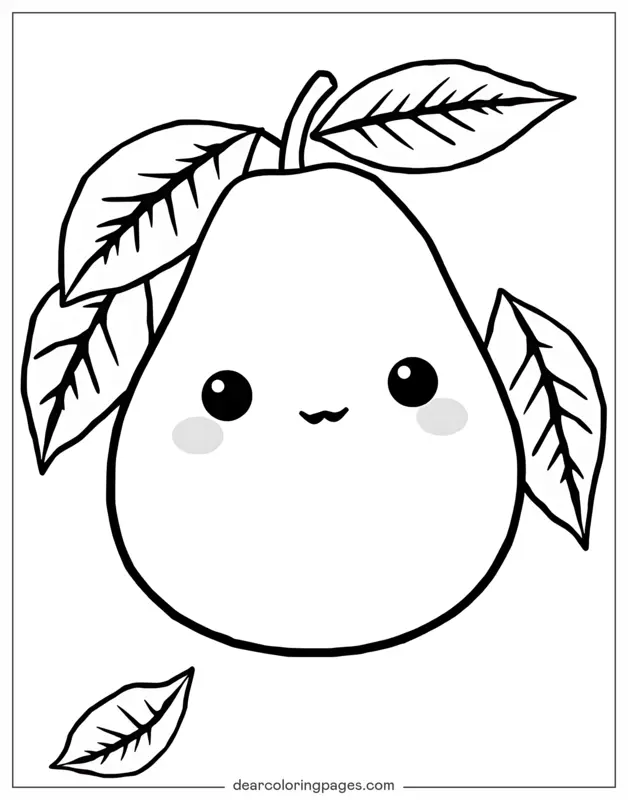 Avocado Coloring Page - Cute Avocado