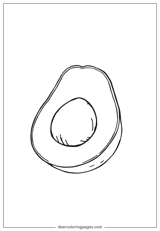 Avocado Coloring Page - Sliced Avocado