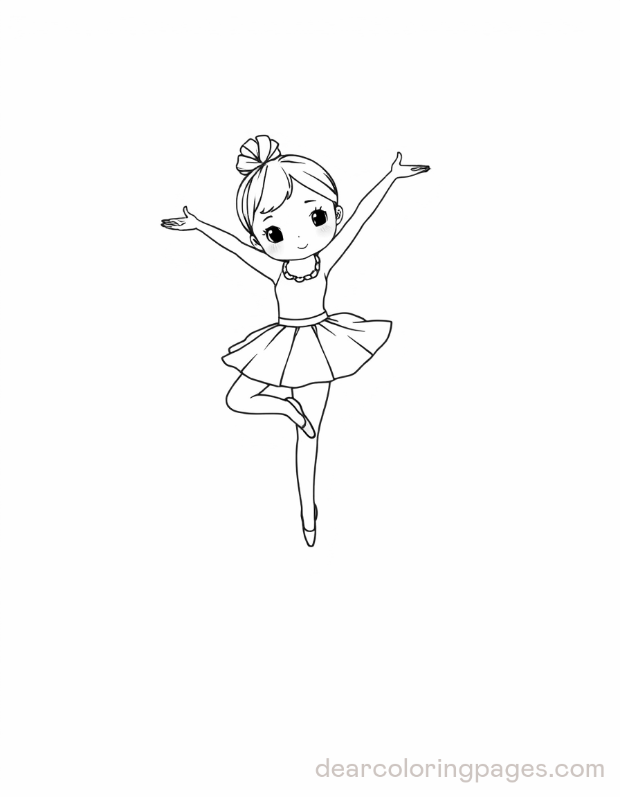 Bailarina Desenho para Colorir - Movimento de Dança de Bailarina