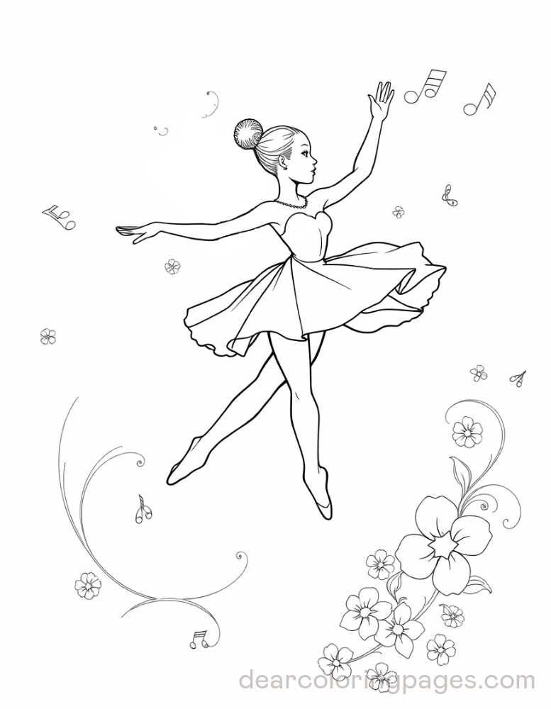 Bailarina Desenho para Colorir - Dança de Bailarina