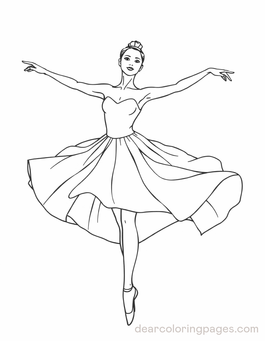 Bailarina Desenho para Colorir - Movimentos de Dança de Bailarina