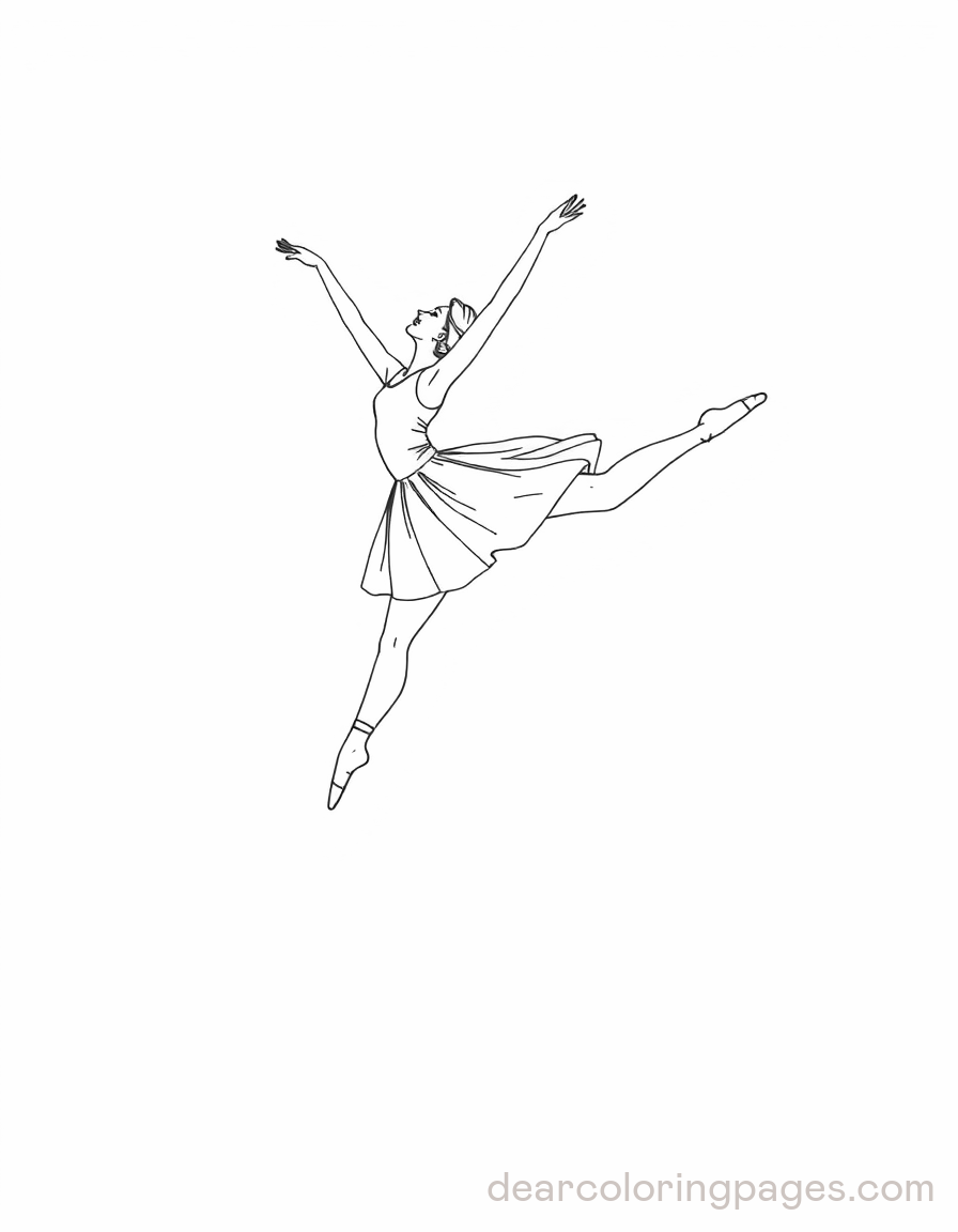 Ballerina Coloring Page - Ballerina Leap