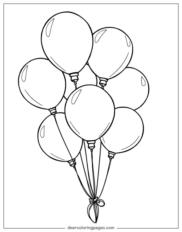Balloon Coloring Page - Cluster of Balloons