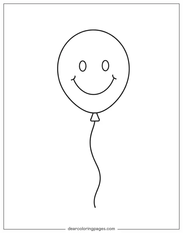 Balloon Coloring Page - Balloon With a Smiley Face