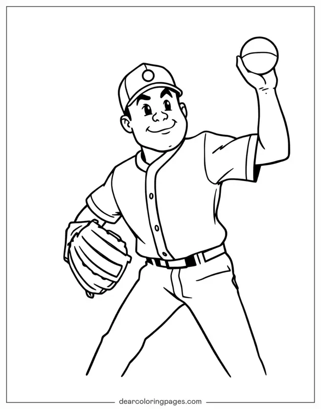Coloriage de Baseball – Lanceur de baseball
