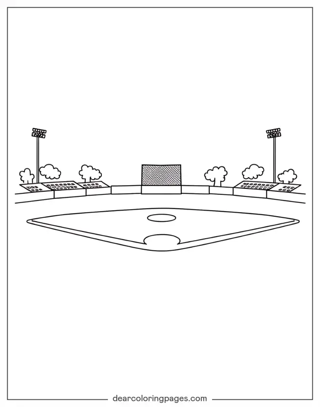Coloriage de Baseball – Terrain de baseball