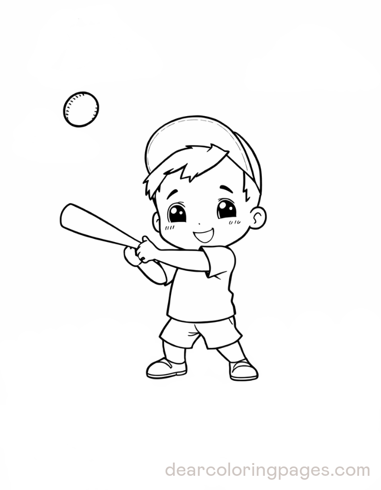 Baseball Coloring Page - Baseball Swing