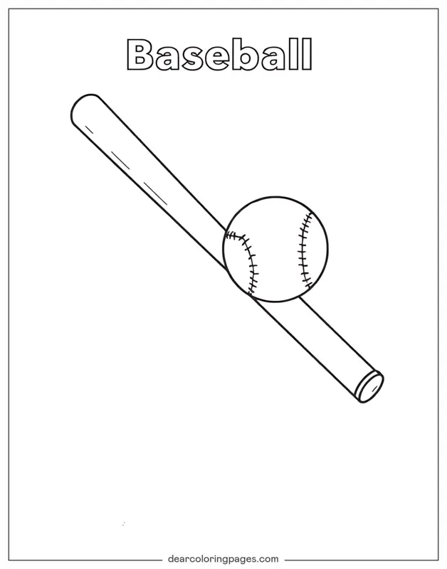 Coloriage de Baseball – Batte de baseball et balle