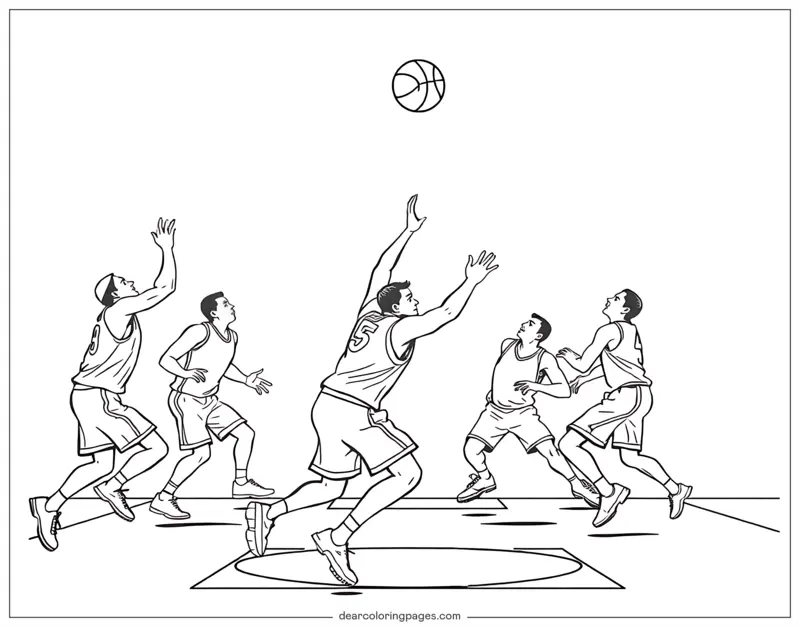 Coloriage de Basket-ball – Match de basketball