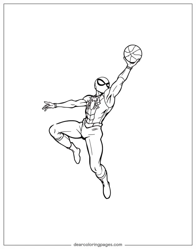 Spider-Man Dibujo para Colorear - Spider-Man Mate de Basketball