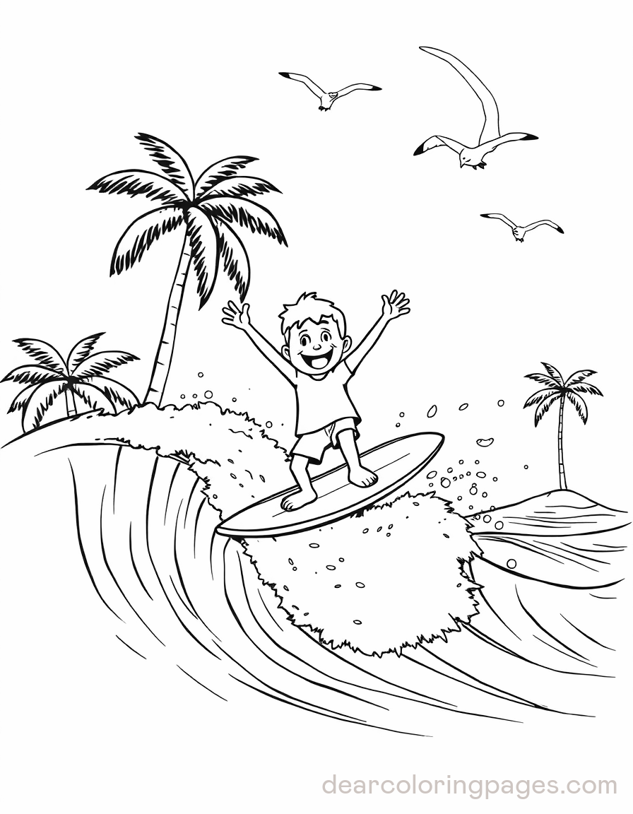 Kid Surfing