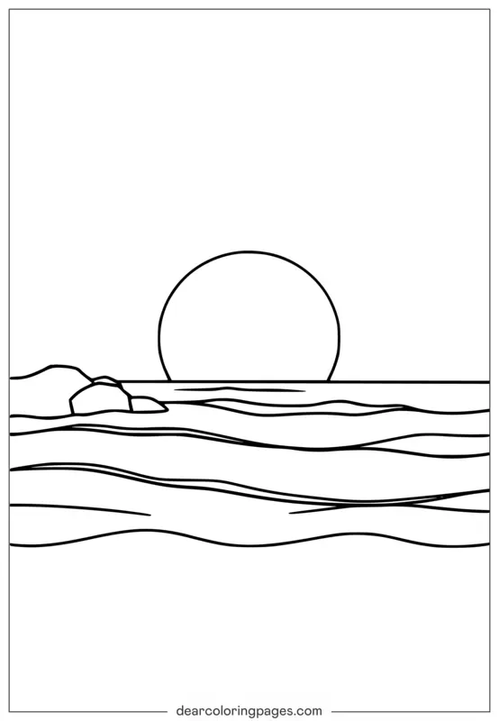 Nature and Architecture Coloring Pages - Beach Coloring Page