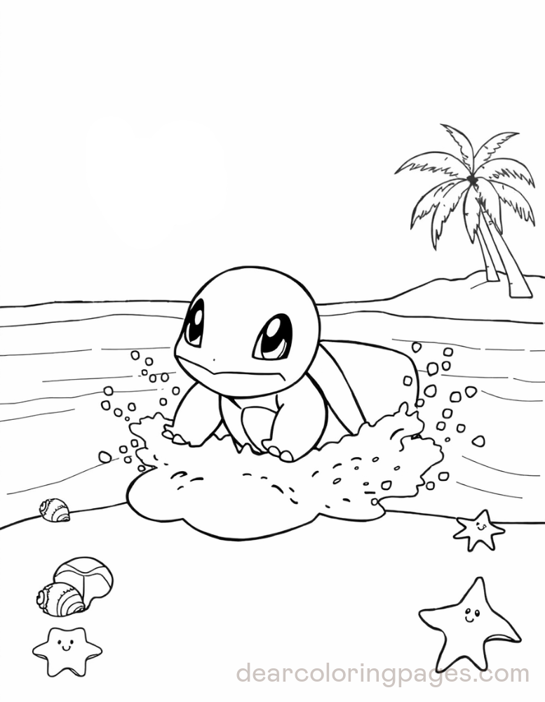 Squirtle gliding through waves