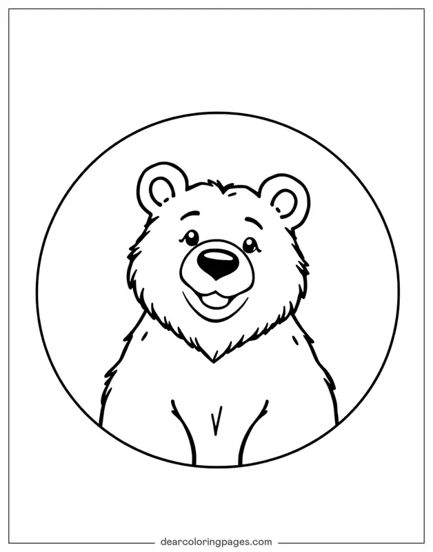 Oso Dibujo para Colorear - Oso en un círculo