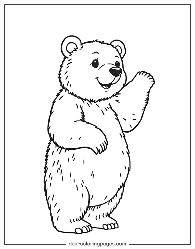 Oso Dibujo para Colorear - Oso de pie sobre patas traseras