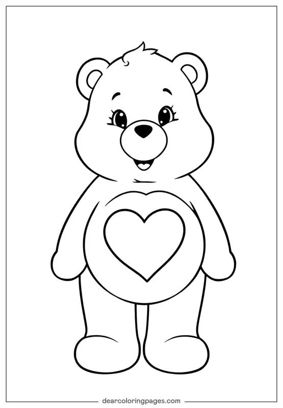Oso Dibujo para Colorear - Dibujo para Colorear de Cute Care Bear