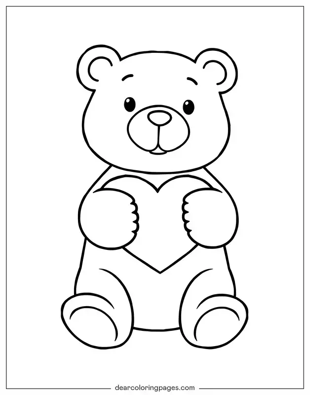 Ich liebe dich Ausmalbild - Bär mit Herz