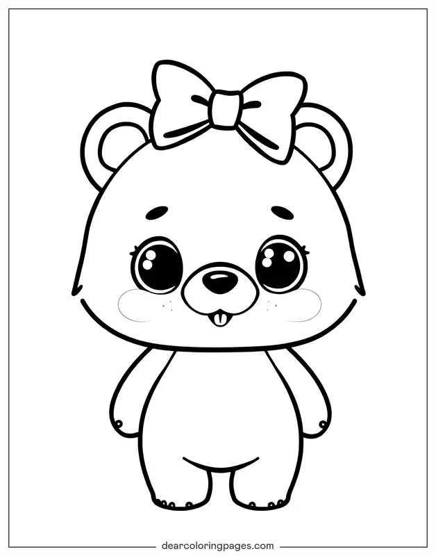 Oso Dibujo para Colorear - Oso con moño