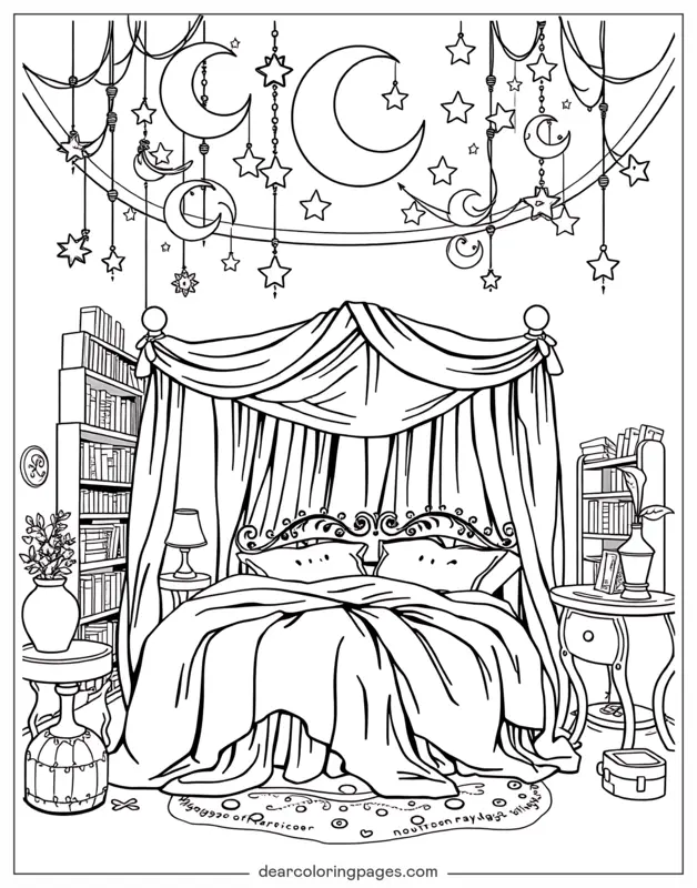 Coloriage de Chambre – Chambre à thème fantastique