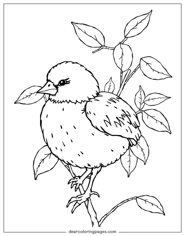 Bird Coloring Page - Bird on a Branch