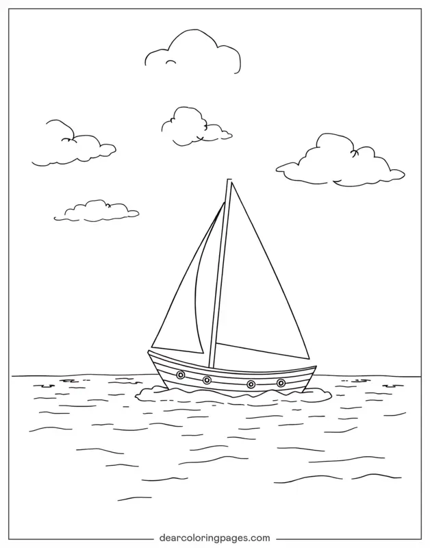 Coloriage de Bateau – Voilier