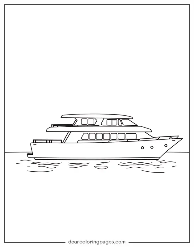 Coloriage de Bateau – Yacht Simple