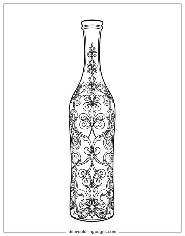 Patrón Dibujo para Colorear - Botella con patrones intrincados
