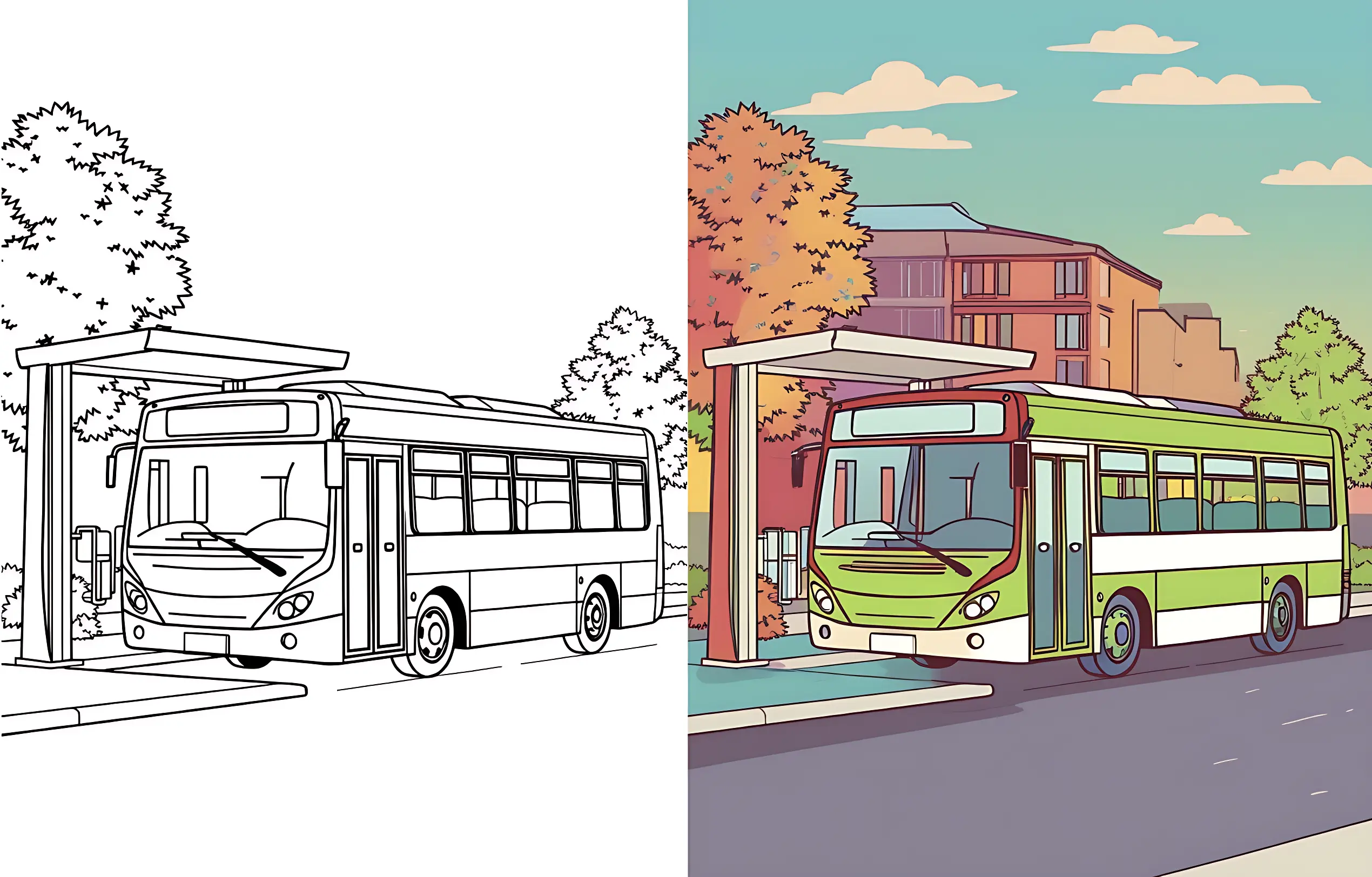 Ônibus Desenhos para Colorir
